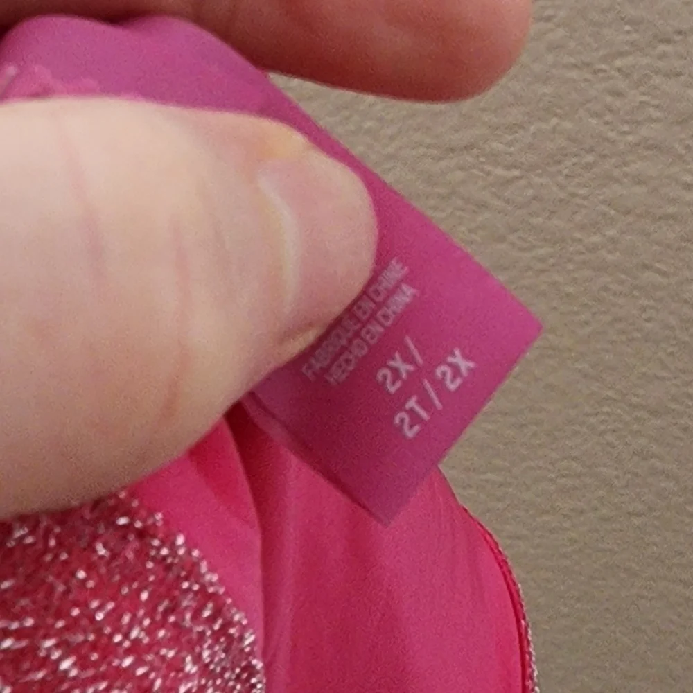 Skims Pink Glitter Triangle Bikini Top 2X